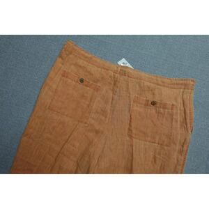 Genelli Linen Pants Mens XL Orange Drawstring Straight Leg Lightweight Flowly